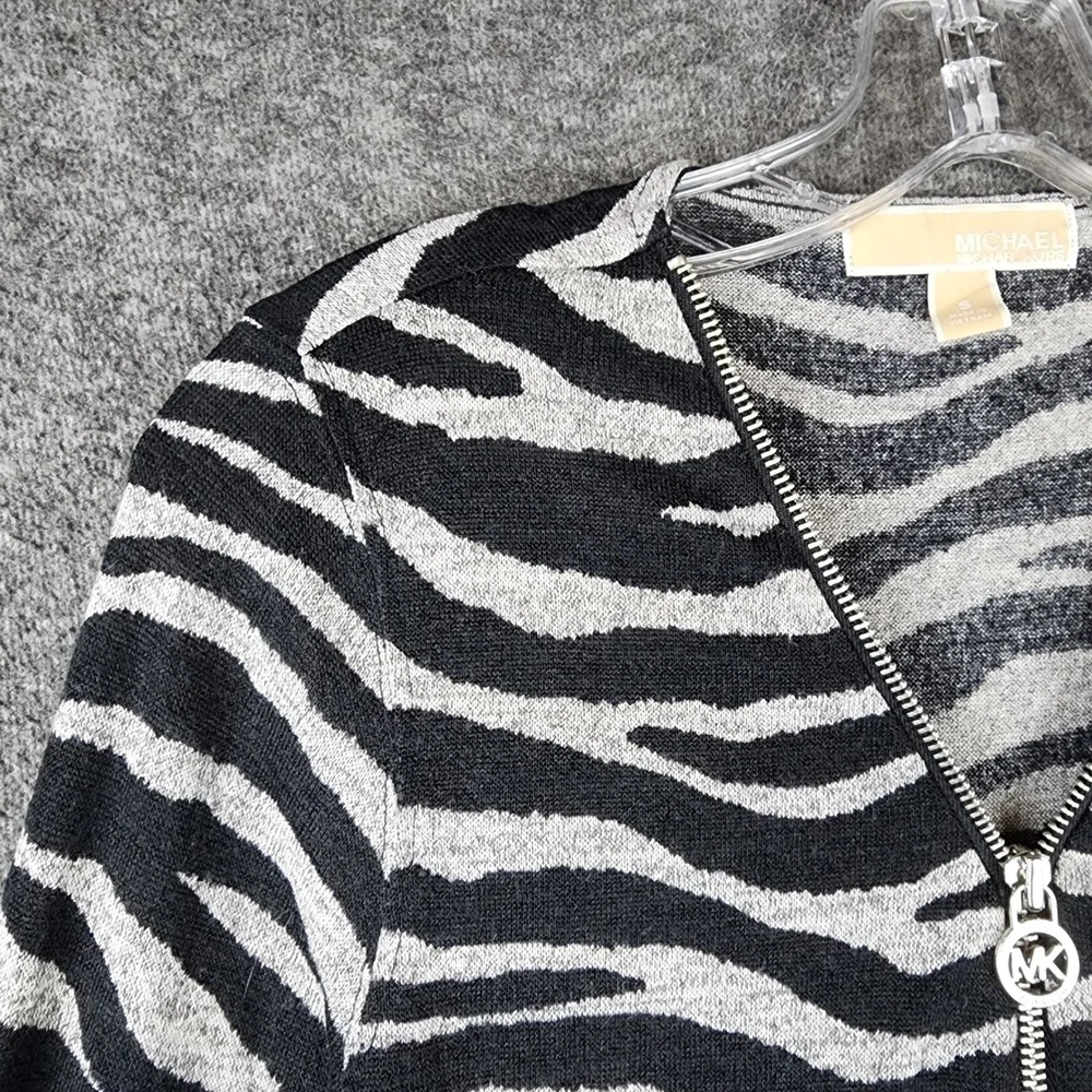 Michael Kors Dress Womens S Zebra Print Black Grey Half-Zip Long Sleeve EUC